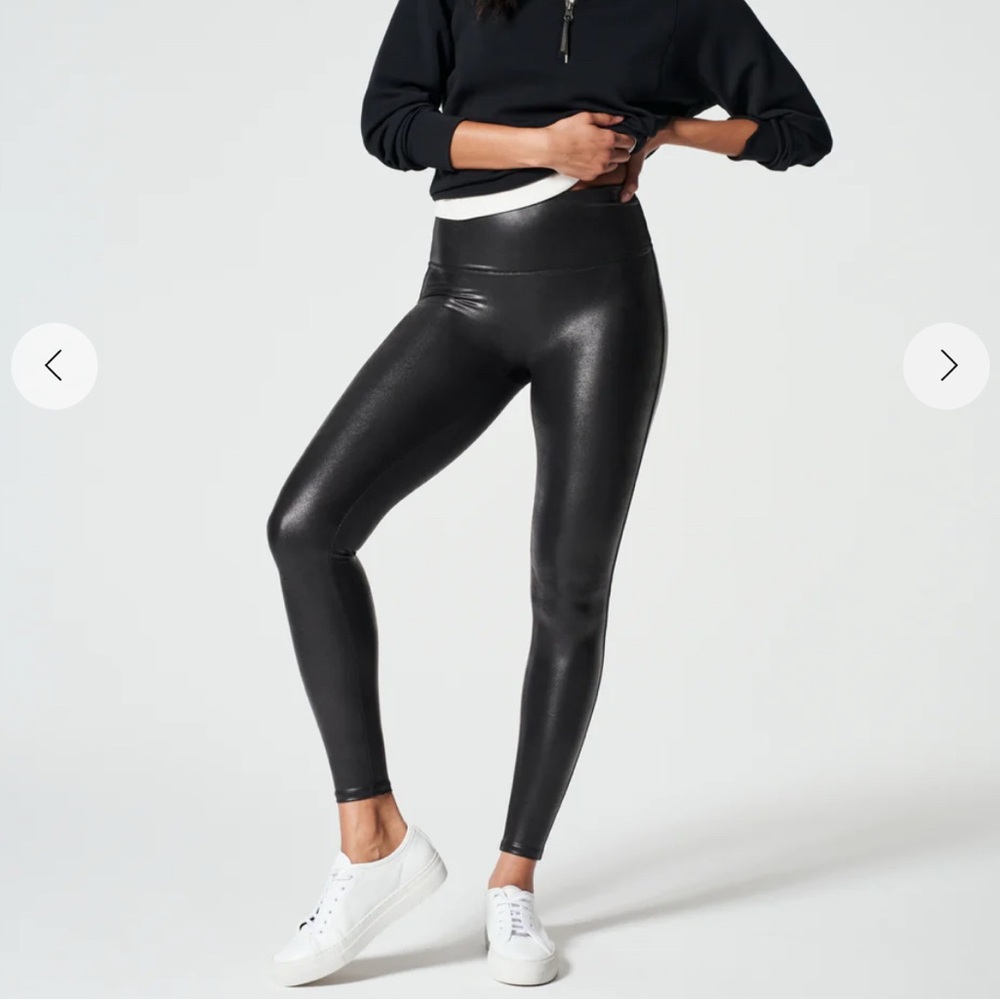 SPANX Faux Leather Leggings Like New M